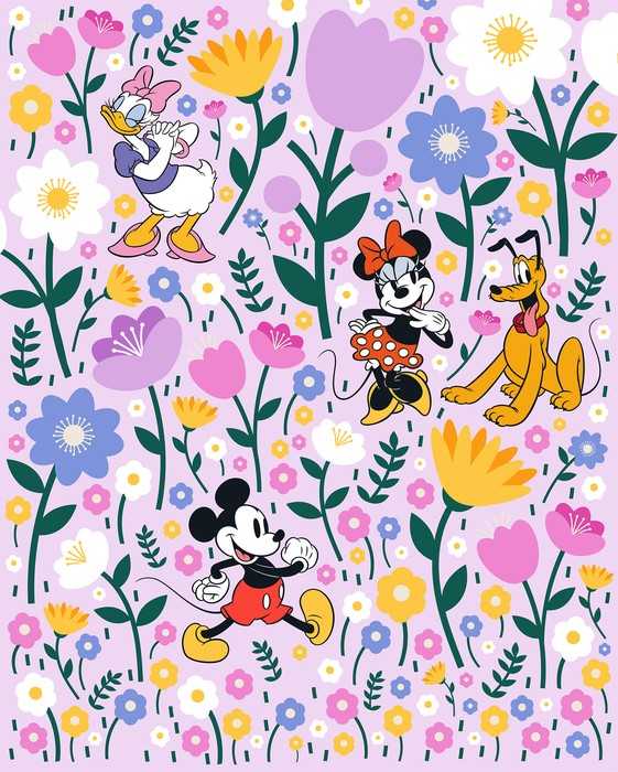Standard Non-woven Disney Mickey Mouse and Minnie Mouse Botanical Spring