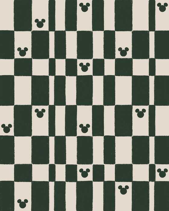 Standard Non-woven Disney Mickey Mouse Green Chess