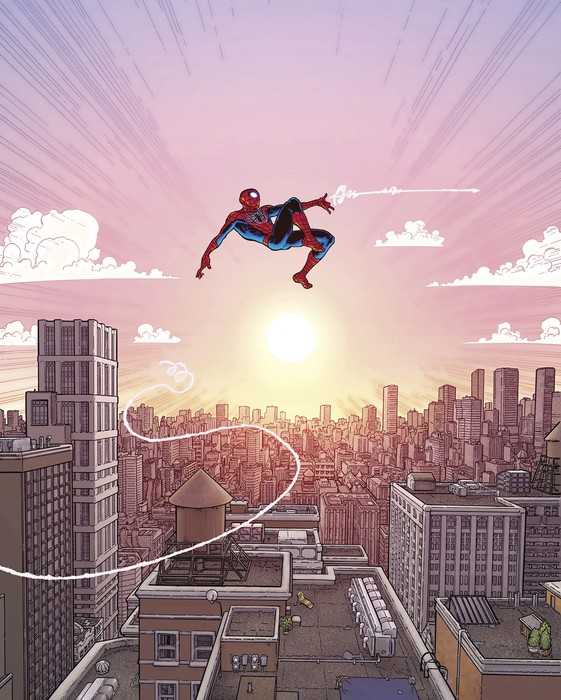 Standard Non-woven Marvel Spider-Man Swinging Through the Air