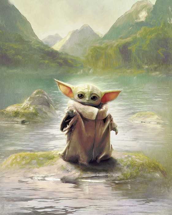 Standard Non-woven Star Wars The Mandalorian Grogu Landscape