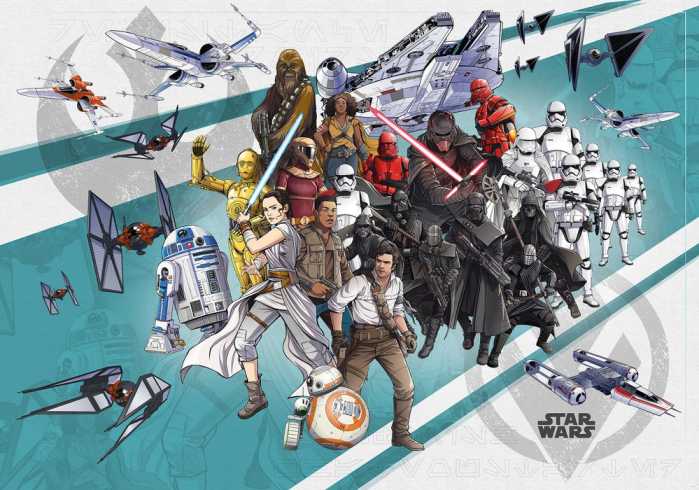 Standard Non-woven Star Wars Cartoon Collage Wide