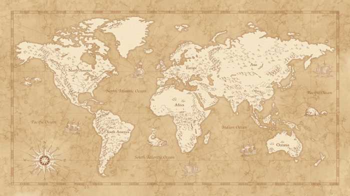Standard Non-woven Vintage World Map