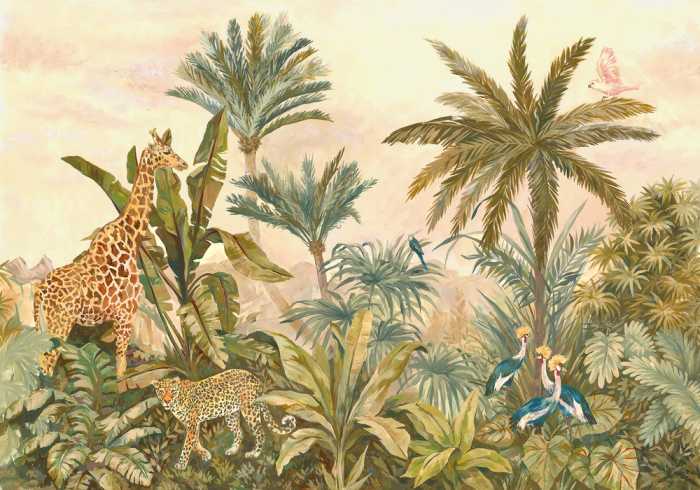 Standard Non-woven Tropical Vintage Garden