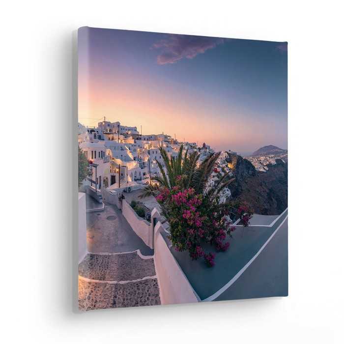 Vlies Bild auf Keilrahmen/ Echtholzrahmen Fira to Oia