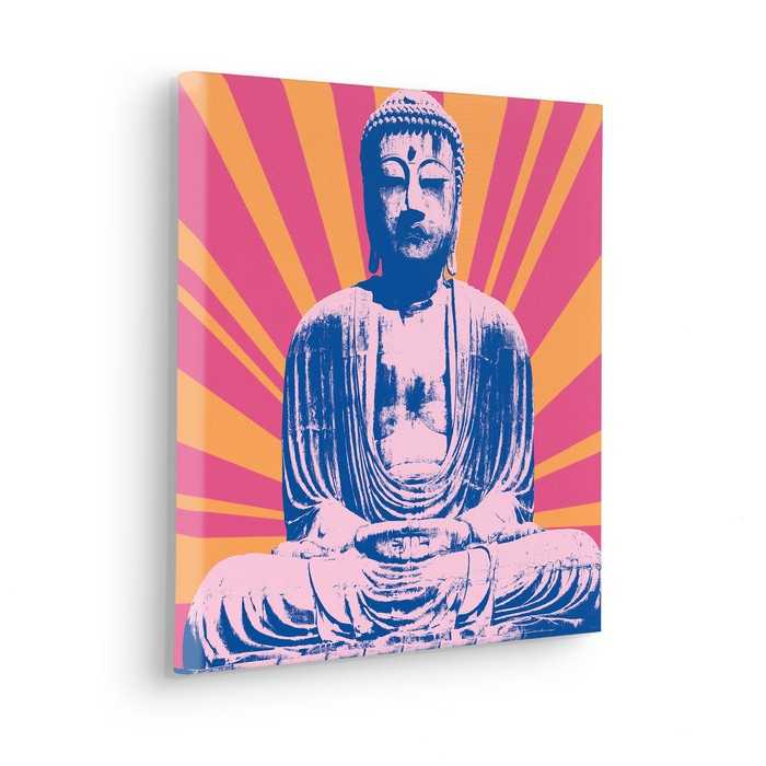 Vlies Bild auf Keilrahmen/ Echtholzrahmen Hippie Buddha