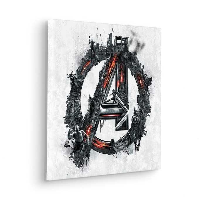 Vlies Bild auf Keilrahmen/ Echtholzrahmen Avengers Big A Logo