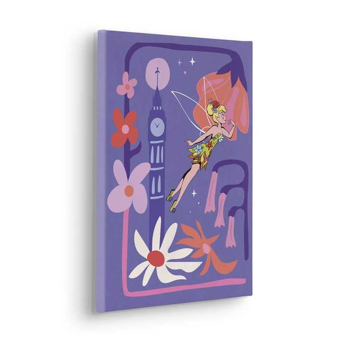 Vlies Bild auf Keilrahmen/ Echtholzrahmen Disney Tinker Bell Flower City
