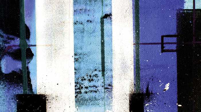 Digitally printed photomural Traces Drizzling blue
