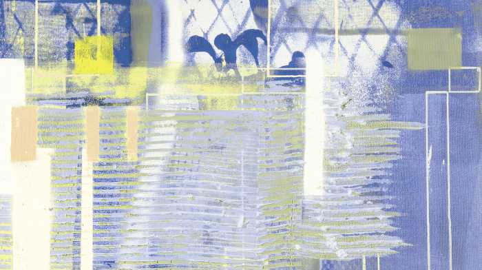 Digitally printed photomural Rhombus Hiding yellow-blue
