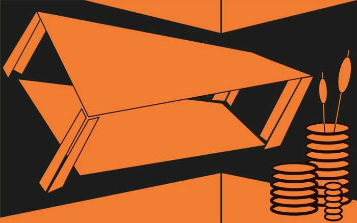 Premium Non-Woven Perspective Table orange-black