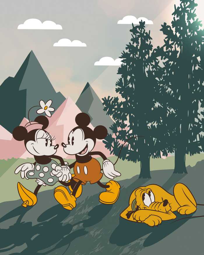 Digital wallpaper Mickey & Minnie Embrace Nature