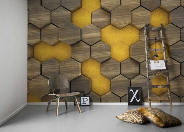 Digital wallpaper Woodcomb Olive