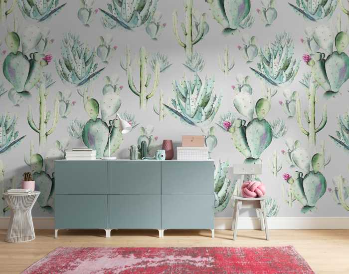Digital wallpaper Cactus Grey