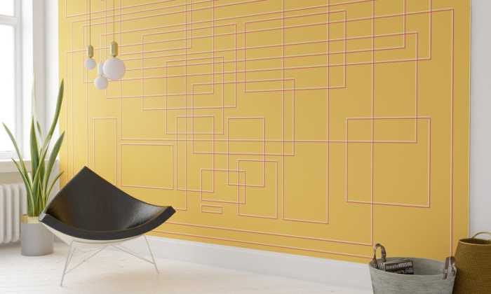 Digital wallpaper Mills Board Mondial whitepink-orange