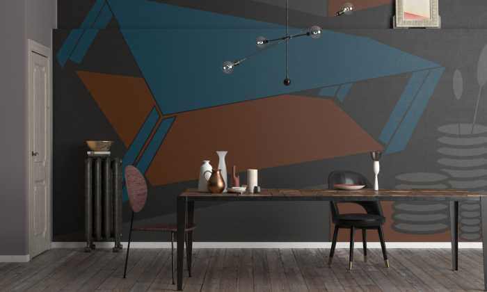 Digital wallpaper Perspective Table bleu-grey-mocca