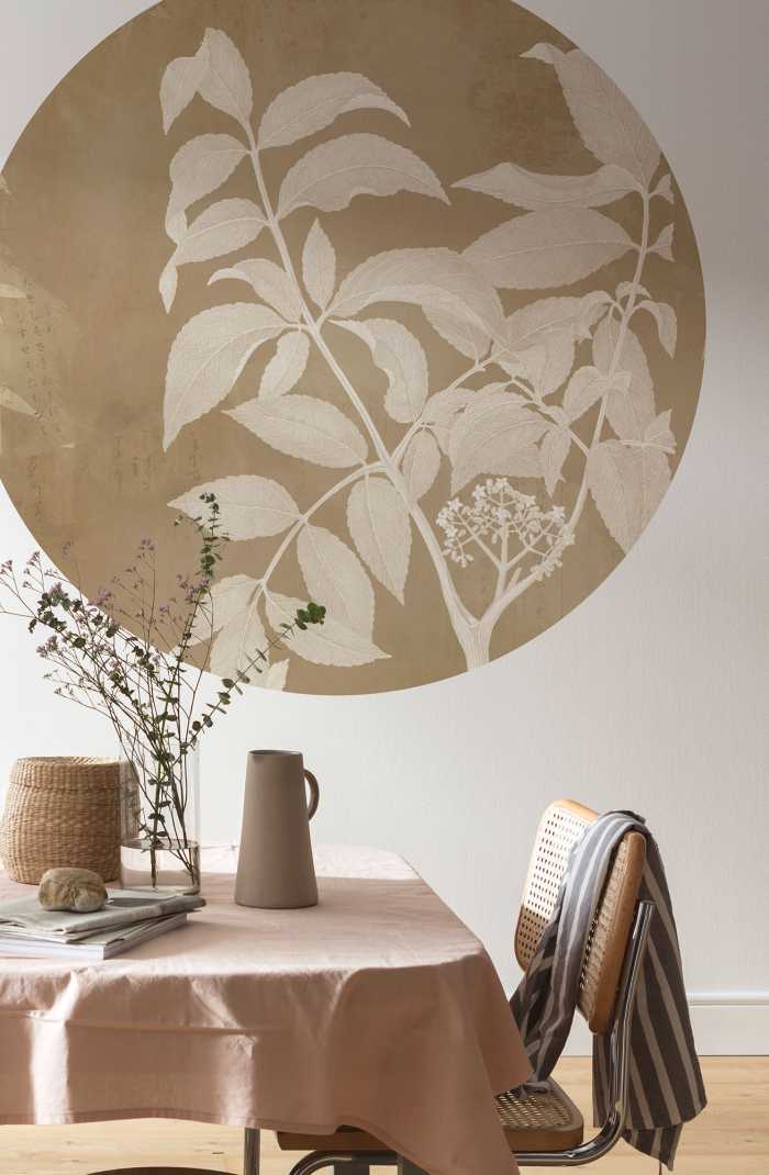 Non-woven adhesive round mural Blooming Branch