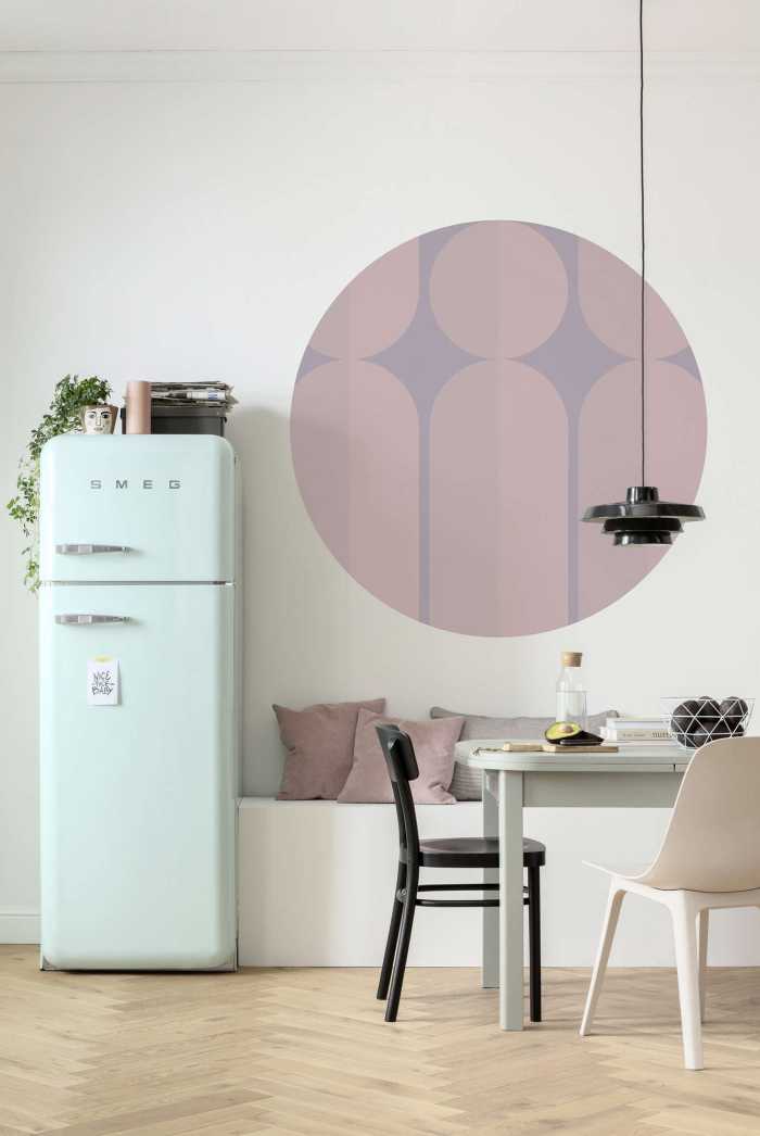 Non-woven adhesive round mural Bauhaus Fusion