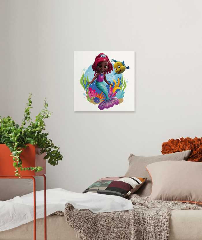 Vlies Bild auf Keilrahmen/ Echtholzrahmen Disney Ariel Baby Mermaid