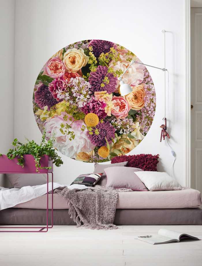 Non-woven adhesive round mural Frescas