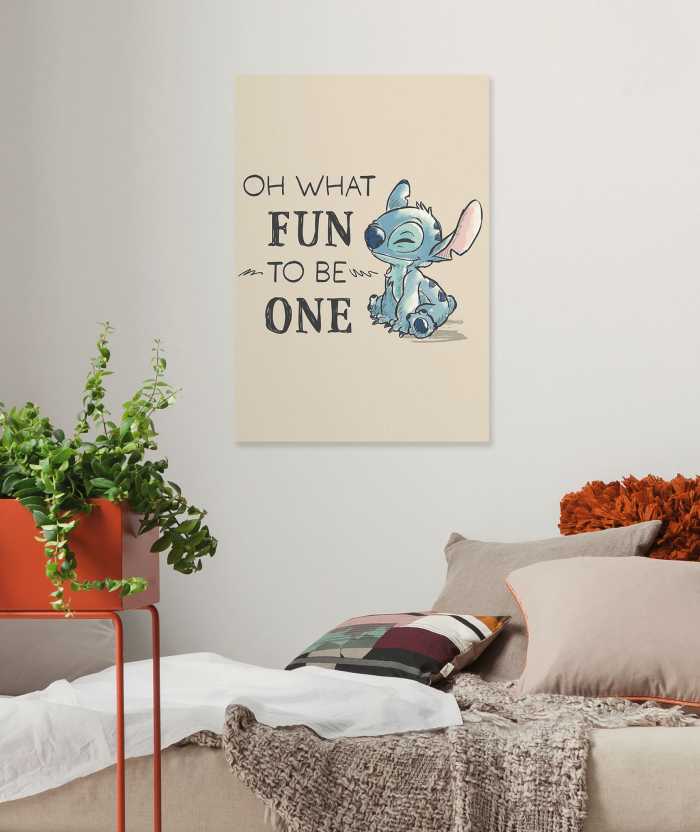 Vlies Bild auf Keilrahmen/ Echtholzrahmen Disney Lilo and Stitch Oh What Fun