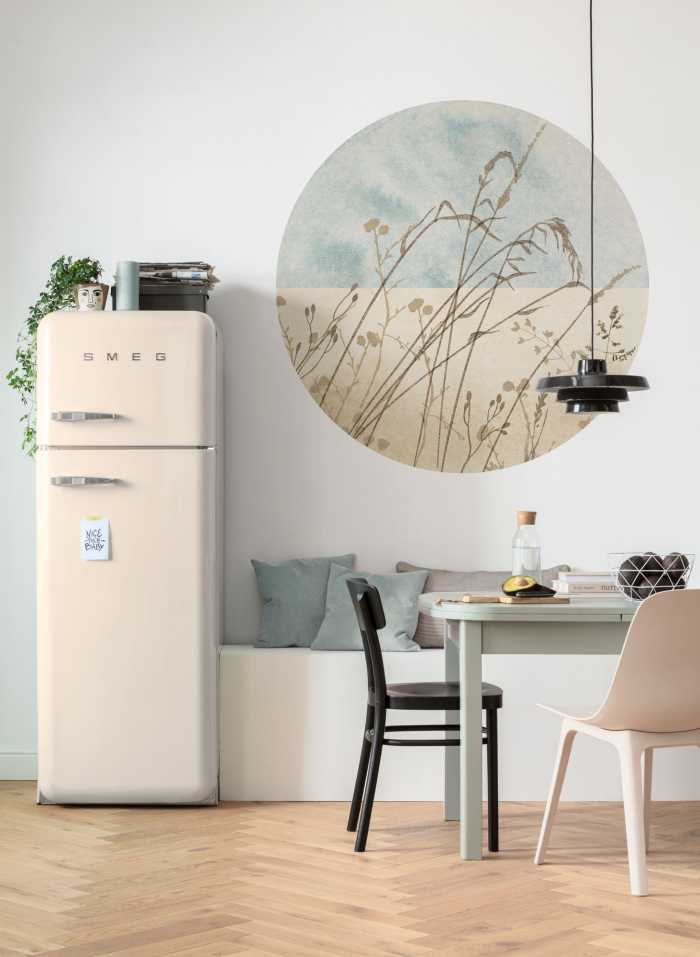 Non-woven adhesive round mural Gazon