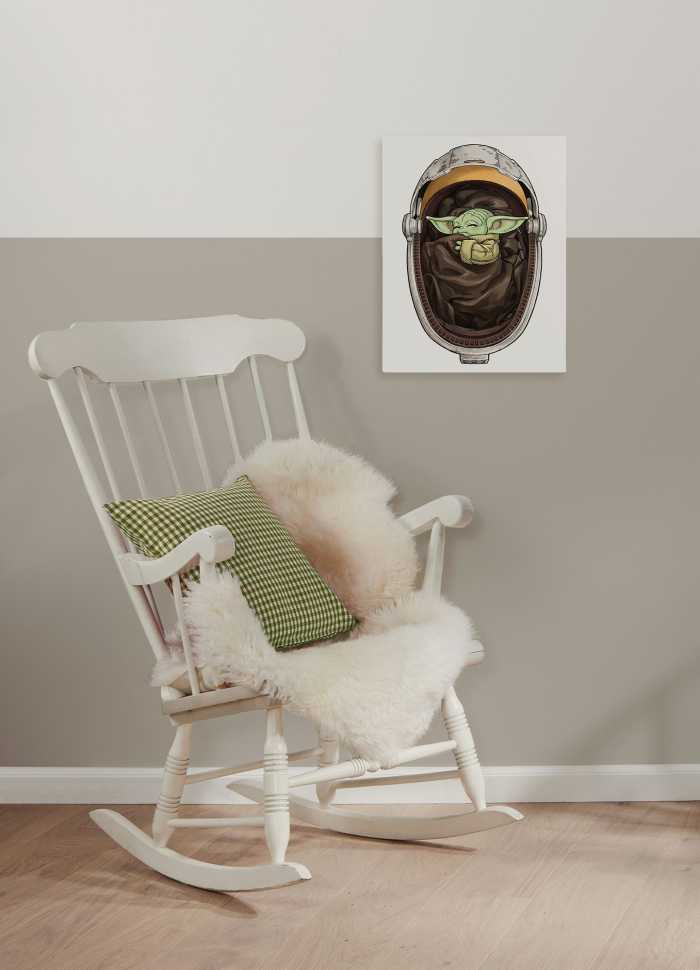 Vlies Bild auf Keilrahmen/ Echtholzrahmen Star Wars The Mandalorian Grogu Sleeping