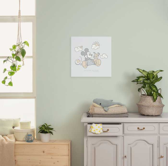 Vlies Bild auf Keilrahmen/ Echtholzrahmen Disney Mickey Mouse Let's Go Outside