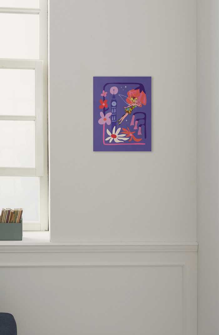 Vlies Bild auf Keilrahmen/ Echtholzrahmen Disney Tinker Bell Flower City