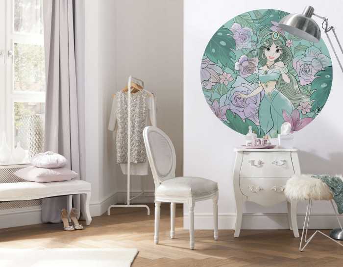 Non-woven adhesive round mural Jasmin Elegant Mint