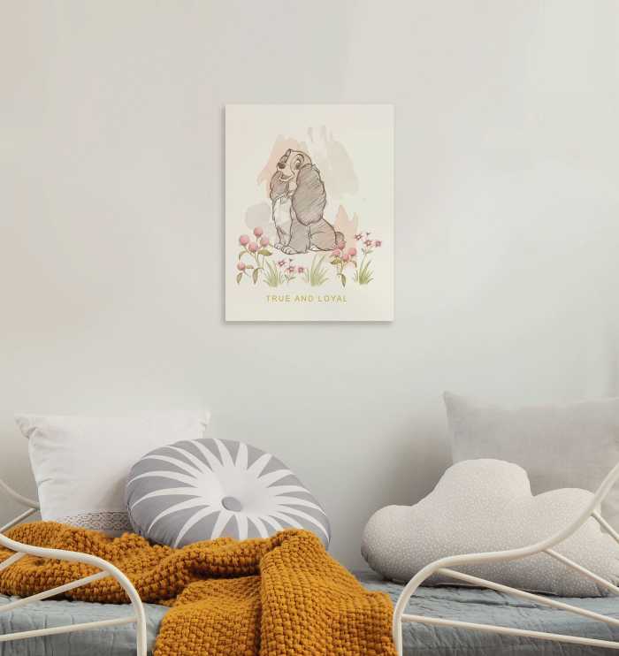 Vlies Bild auf Keilrahmen/ Echtholzrahmen Disney Lady and the Tramp True and Loyal