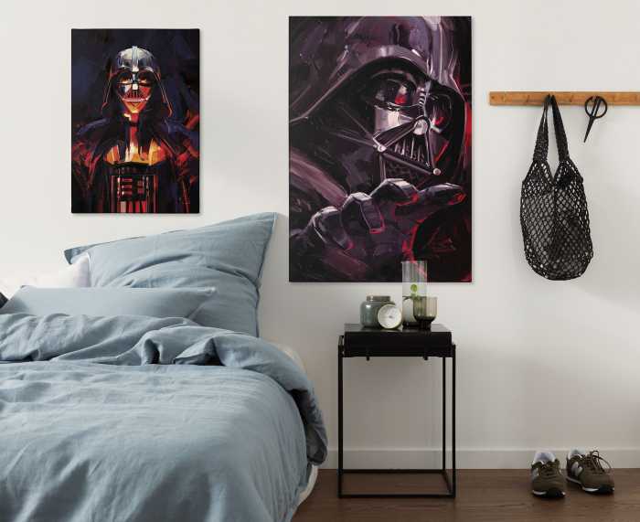 Vlies Bild auf Keilrahmen/ Echtholzrahmen Star Wars Darth Vader Flaming