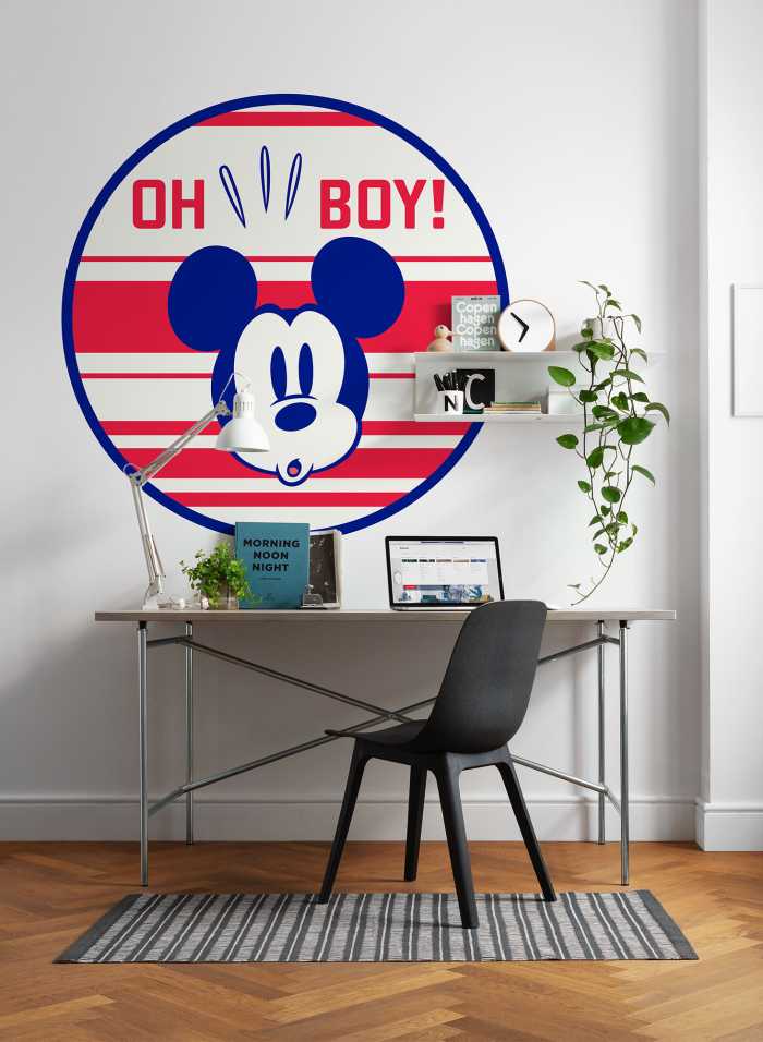 Non-woven adhesive round mural DOT Mickey Oh Boy