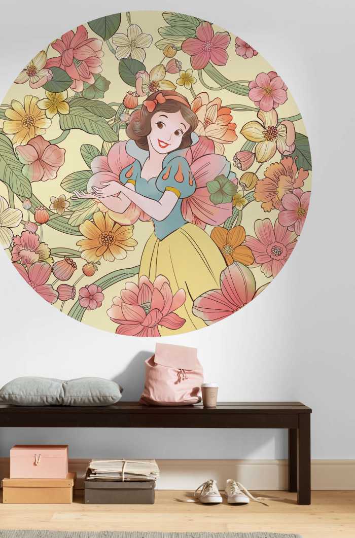 Non-woven adhesive round mural Snow White Endless Summer