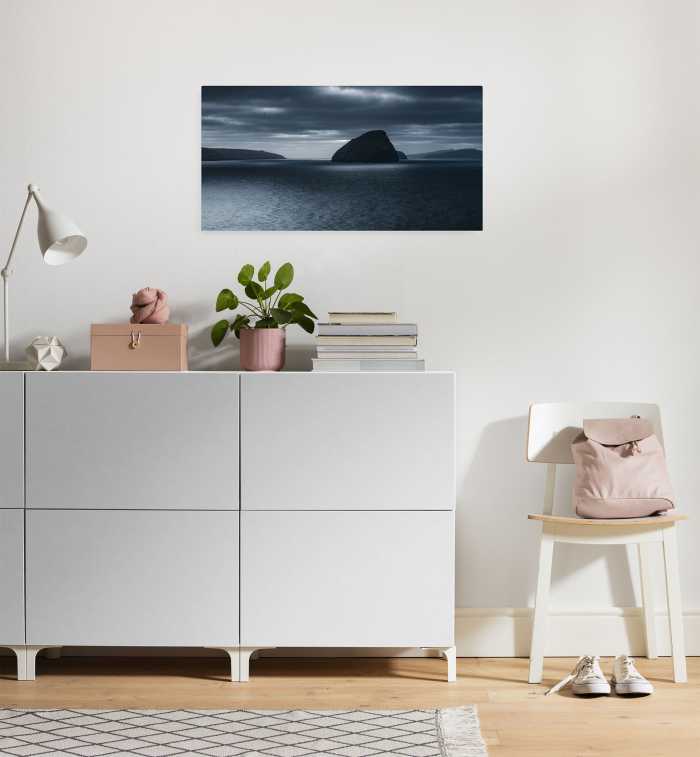 Vlies Bild auf Keilrahmen/ Echtholzrahmen Silver Sea