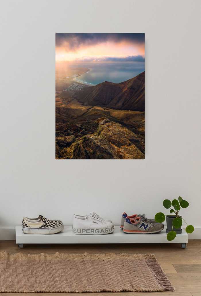 Vlies Bild auf Keilrahmen/ Echtholzrahmen Cliffs of Famara