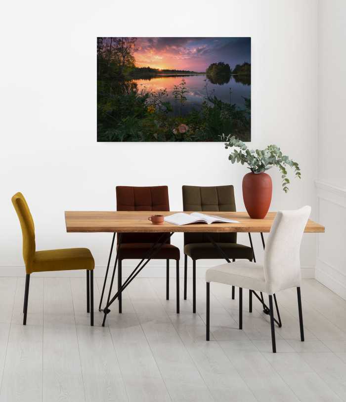 Vlies Bild auf Keilrahmen/ Echtholzrahmen Abends in Schweden