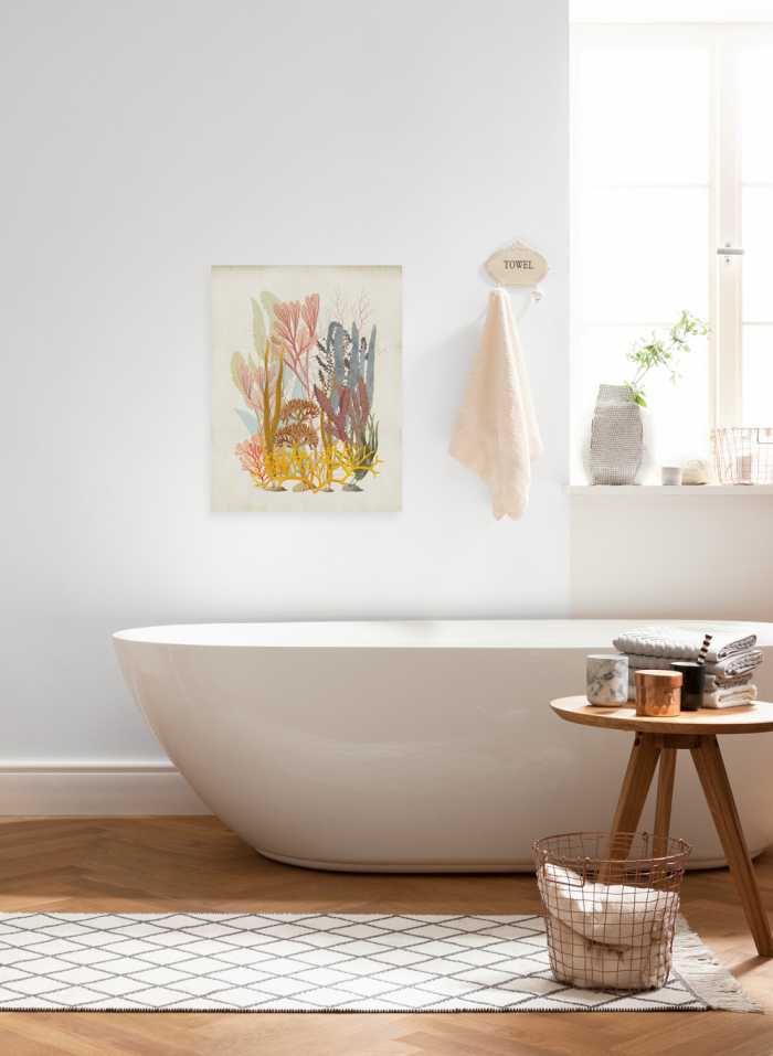 Vlies Bild auf Keilrahmen/ Echtholzrahmen Coral Aqua