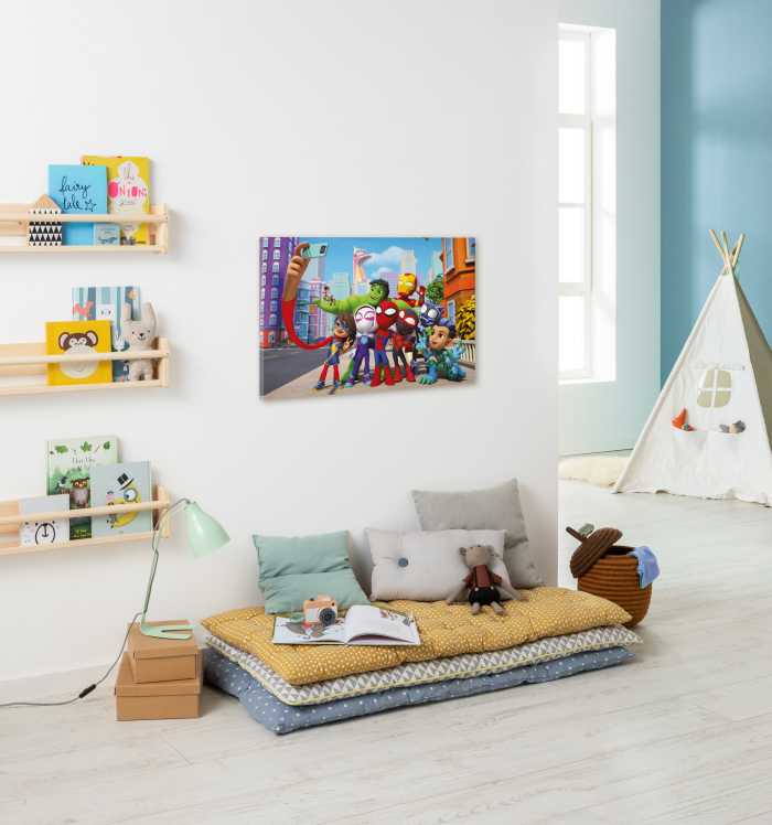 Vlies Bild auf Keilrahmen/ Echtholzrahmen Spidey and His Amazing Friends Selfie