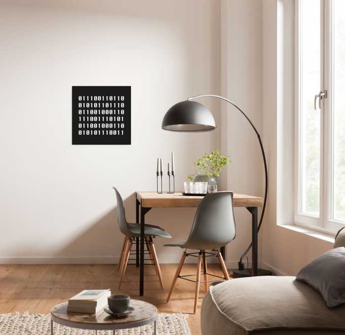 Vlies Bild auf Keilrahmen/ Echtholzrahmen Typo Naughty Binary