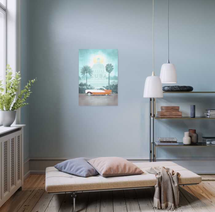 Vlies Bild auf Keilrahmen/ Echtholzrahmen Vintage Travel Cuba