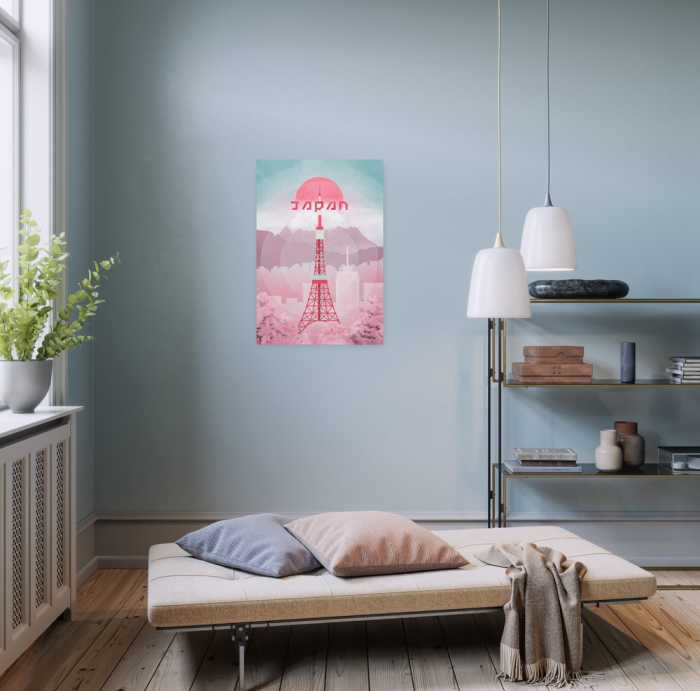 Vlies Bild auf Keilrahmen/ Echtholzrahmen Vintage Travel Japan