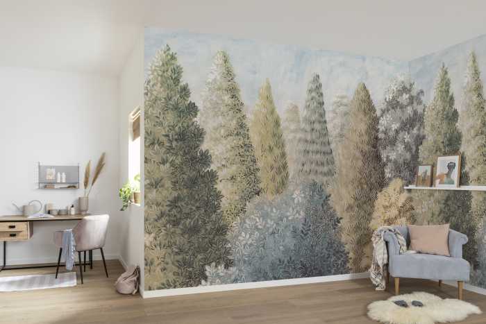 Digitally printed photomural Painted Woods