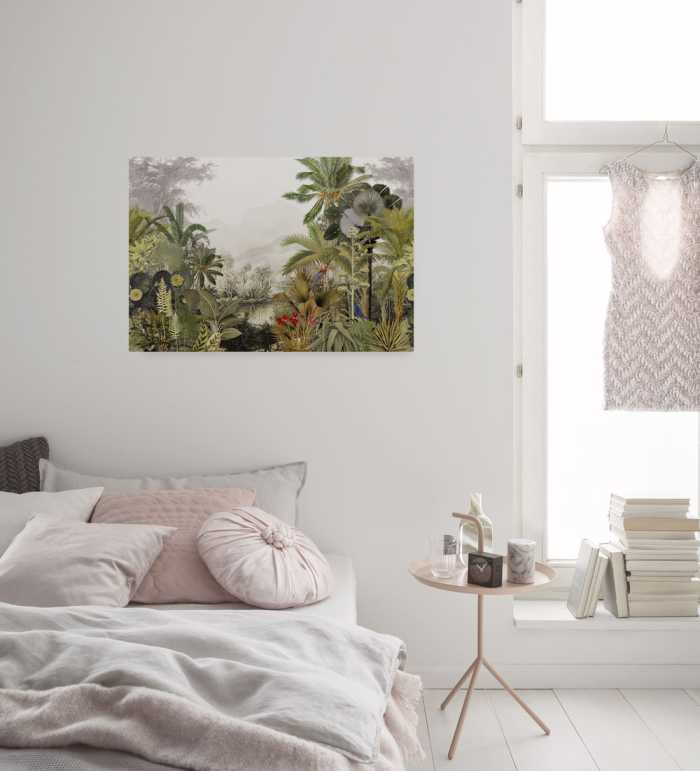 Vlies Bild auf Keilrahmen/ Echtholzrahmen Hiding Parrot