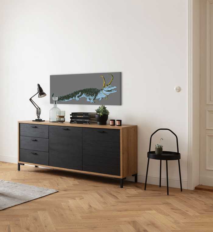Vlies Bild auf Keilrahmen/ Echtholzrahmen Loki Alligator Variance