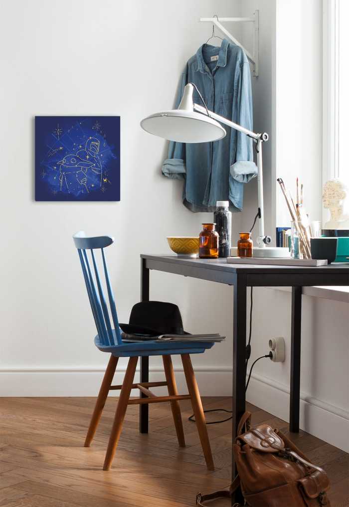 Vlies Bild auf Keilrahmen/ Echtholzrahmen The Mandalorian - Grogu Constellation