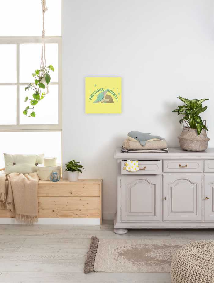 Vlies Bild auf Keilrahmen/ Echtholzrahmen The Mandalorian - Little Grogu Precious