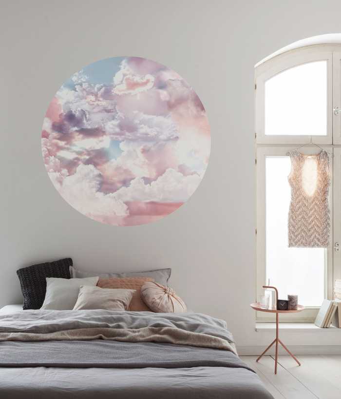 Non-woven adhesive round mural Candy Sky