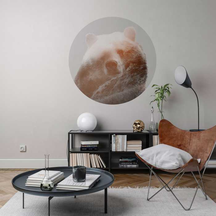 Non-woven adhesive round mural Bearava