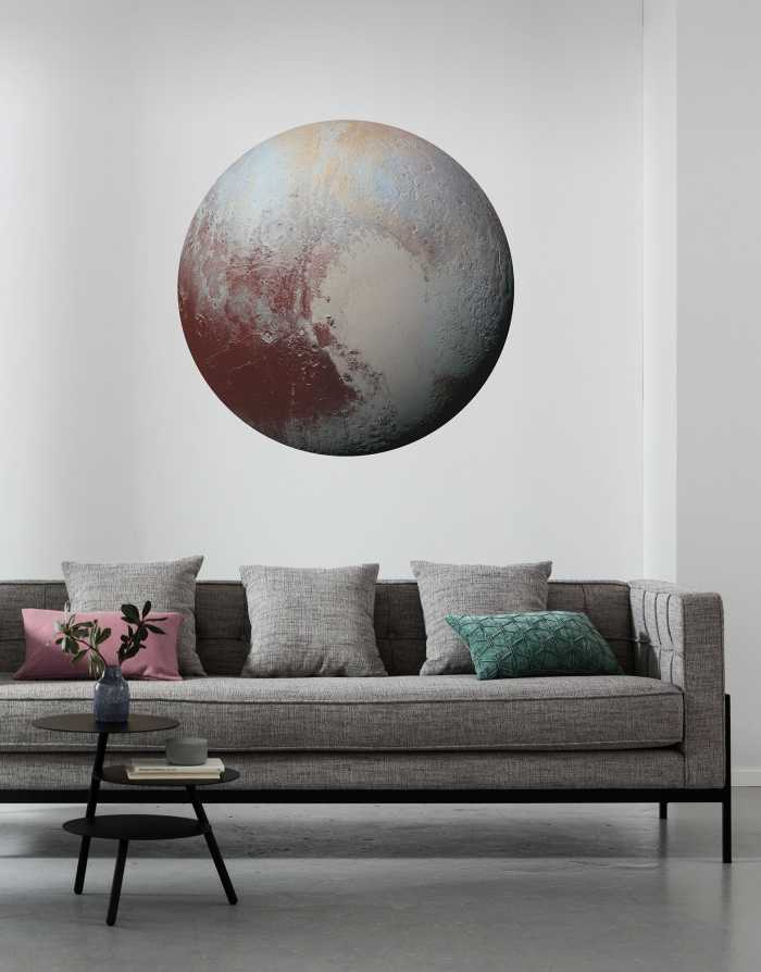 Non-woven adhesive round mural Pluto