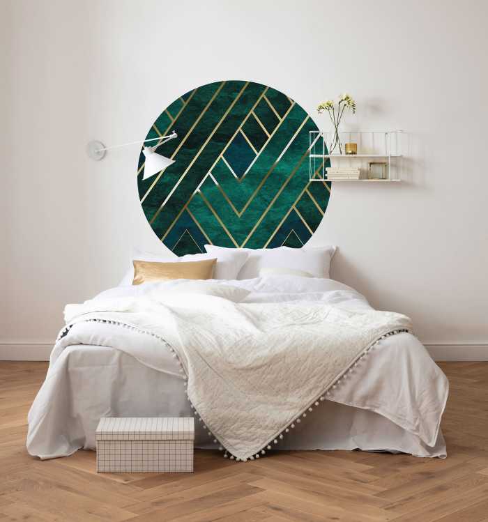 Non-woven adhesive round mural Jade